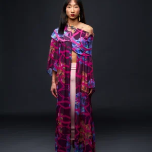 Prismed Aura Kaftan in Magenta